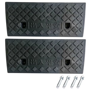 ofme 段差スロープ 段差プレート 幅50cm 高さ5cm 滑り止め ゴム製 段差解消スロープ 段差解消 駐車場 車 自転車 車椅子 固定アンカー付き (単品, 幅50cm×高さ5cm)