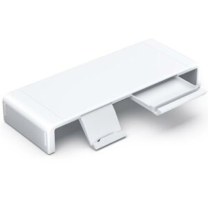 Klearlook モニター台 机上台 耐荷重50kg 折りたたみ式 三段階の幅調整可能 ノートパソコンスタンド モニタースタンド デスクスタンド キーボード収納 引き出し スマホ・タブレットトレー -ホ