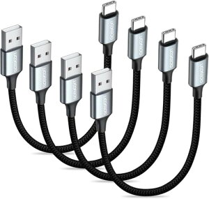 USB Type C ケーブル 20cm 短い 4本セット タイプC ケーブル 0.2M 最大3A USB-A to USB-C 20センチ 高耐久ナイロン編み USB-C 機器に対応 USB C Cable