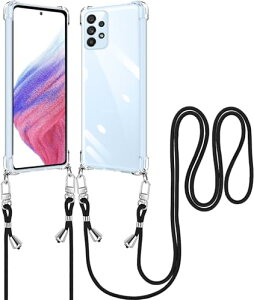 Galaxy A53 5G ケース クリア Galaxy A53 SC-53C スマホケース ギャラクシー A53 カバー ショルダー 肩掛け 斜めかけ 縄掛けケース 縄掛け 透明 TPU ストラップ付き 薄型軽量 1.5MM 取り外し可能 電波影響