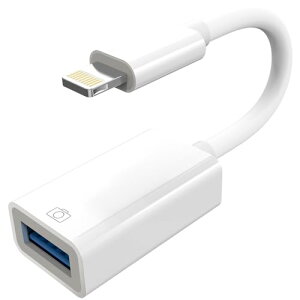 iPhone usb 変換アダプタ Lightning usbカメラアダプタOTGケーブル データ双方向伝送 高速転送 設定不要 写真/動画/キーボード/マイク/マウス/USB周辺機器に対応