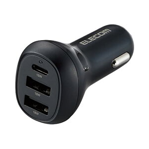 エレコム シガーソケット 急速充電 USB PD対応 最大36W 3ポート (USB-C×1 + USB-A×2) 12V/24V入力対応 LEDランプ付き 【iPhone SE3/SE2/13/12、iPad、Android 各種対応】 ブラック MPA-CCPD06BK