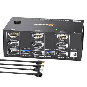 AOOCOOgv j^[ KVM 2 DisplayPort + HDMI USB 3.0 KVM XCb` 3 ̃j^[ 2 ̃Rs[^[A8K@60HzA4K@144HzA4  USB 3.0 |[gtAKVM gv j^[ L[{[h }EX XC