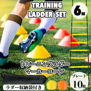 ラダー トレーニングラダー 6Mプレート10枚 収納袋付き 野球サッカートレーニング スピードラダー 瞬発力 敏捷性 アップ フットサル テニス 練習