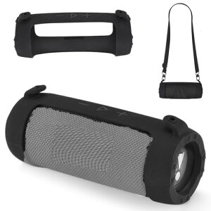 Fenmaru JBL FLIP 7 用 シリコンケース,FLIP 7 用 ショルダーストラップ,アクセサリー (black)