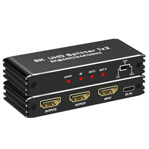 HDMI2.1分配器 1入力2出力 8K@60Hz HDMIスプリッター 2画面同時出力 3D/HDR映像出力HDM I 2.1 HDCP 2.3 EDID設定 48 Gbps Dolby Atmos 7.1ch HDTV/STB/DVD/PC/b0x/ PS4/ Fire TV Stick/TV用