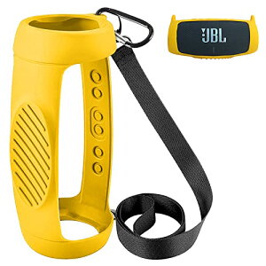 XBERSTAR JBL charge 5シリコンケース JBL charge5 スピーカー シリコンキャリングケース シリコン 放熱 保護ケース トラベルケース JBL Charge 5 専用ケース携帯便利 カラビナ付き (黄色)