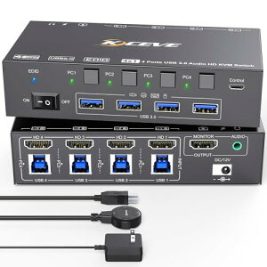 KVM XCb` 4 ̃Rs[^[ 8K@60Hz 4K@120HzAV~[V EDIDA4 ̃Rs[^[p USB3.0 KVM XCb`A1 ̃j^[LAL[{[hA}EXAwbhZbgLAL