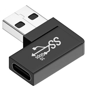 全8種 fine-R USB3.1 USB-C メス → USB-A オス 変換アダプタ サイドベント型 L字 90度 ブラック 高速データ転送 10Gbps 急速充電対応 電流3.25A スリム設計 C to A USB変換 コネクタ ノートPC スマホ 周辺機