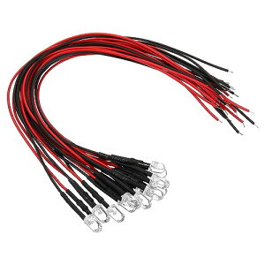 PATIKIL 3V - 6V 5mm LED発光ダイオード 12個 配線済み ミニLEDライト 電球 発光ランプ RC DIY インジケーター照明装飾用 パープル