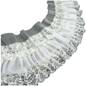 MORYTRADE レース 生地 チュール 手芸 リボン 花柄 レースリボン フリル 幅9cm 2ヤード 白