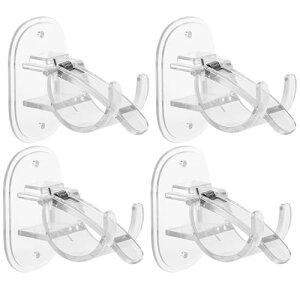 Doyime フック 突っ張り棒用 支え 壁 収納 4個セット 壁掛け 穴開け不要 物干し竿受け のれん掛け カーテン つっぱり棒受け 突っ張り棒固定 強力粘着 取り付け簡単 丸棒固定クリップ カーテン