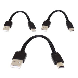 chenyang USBショートフラットケーブル 3本パック USB 2.0 Type A to USB C/Micro/Mini USB 4ワイヤー 5V 2A 充電データ延長シリコンケーブル 4線 30AWG 13cm