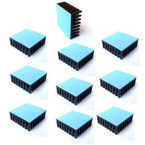 Easycargo 25mm アルミヒートシンク 25x25x10mm 10個入り + 3M8810 熱伝導粘着テープ 冷却クーラー GPUチップ VRAM VGA RAM (25mmx25mmx10mm)