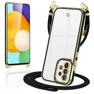 Galaxy A52 5G ケース ショルダー クリア カバー SC-53B SOG05 スマホケース 肩掛け 首掛け 斜めかけケース 可愛い かわいい 韓国 透明 TPU 薄型 耐衝撃 ギャラクシーA52(グリーン)