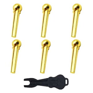 ギターブリッジピン ギター弦 メタル アコースティック 真鍮 アコギ 弦 ブラス ピン抜き ギター用 交換 アクセサリー 音楽 楽器 パーツ(6個入り 金)