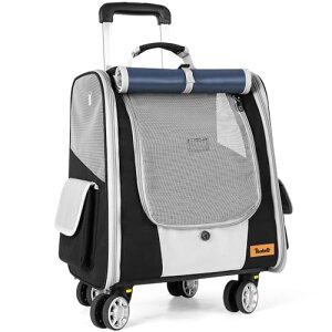 Tresbro 次世代 ペットキャリー リュック 4つのキャスター付き 分離式 静音性と安定性 ファスナーロック機能 犬 猫 キャリーバッグ カート 折り畳み 取り外し可能なホイール キャンピング/