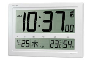 リズム(RHYTHM) シチズン 掛け時計 置き時計 電波時計 大型 液晶 温度 ・ 湿度 計付き ホワイト (白) 29×42×4.3cm CITIZEN 8RZ239-003