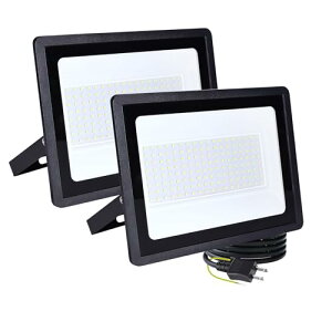 投光器 led 屋外 作業灯 100W 15000ルーメン 100V 極薄型 IP66防水 6500K 昼光色 高輝度 高放熱 120°広角 投光器ledライト 夜間作業 工事現場 工事用ライト 駐車場 ガレージ 倉庫 BBQ用 看板灯 屋内照明