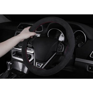 車用 ハンドルカバー ホンダ N-BOX&カスタム JF5 JF6 R5.10~ に対応 編み込み式 ステアリングカバー スエード調生地 触感よく 滑り止め 汚れ防止 通気性 黒色