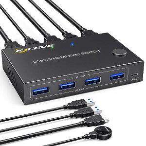HDMI KVMؑ֊2|[gAUSB3.0ؑ֊4K@60Hz 21oKVM HDMIXCb`[4  USB 3.0 |[gCXL[{[hA}EXT|[gAEDID@\