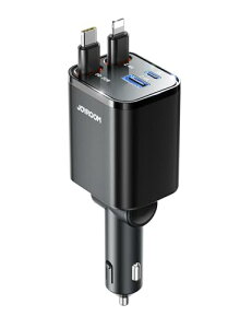 【巻き取り式】JOYROOM 巻き取り式充電ケーブル 車 シガーソケット 車載充電器 84W【4台同時充電可能・超コンパクト設計】 カーチャージャー 急速充電 Type-C 12V/24V対応 iPhone/Android/MacBook Air/iPad