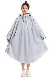 BUQIREN レインコート 自転車 レインポンチョ 通学 レディース メンズ 大きめ ロング リュック 透明バイザー 防水 雨具 雨カッパ キャンプ 携帯 通勤 通学 ママ 保育園の送迎 袖あり バイク ポ