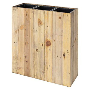 プランターカバー 長方形 3分割 トールスクエア型 5号用×3 インナーポット付き 底穴なし 木製