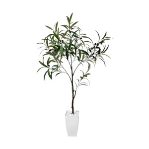 RAKU フェイクグリーン 観葉植物 フェイク大型 高さ約160 cm 室内用 造花 シンプル オフィス 室内 インテリア 大型 鉢付き おしゃれ 人工 お祝い 父の日 (オリーブ 135 cm)