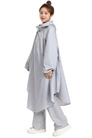 BUQIREN レインコート 自転車 レインポンチョ 通学レディース メンズ 大きめ ロング リュック 透明バイザー 防水 雨具 雨カッパ キャンプ 携帯 通勤 通学 ママ 保育園の送迎 袖あり バイク ポ