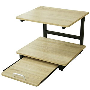 DORIS 収納 キッチンラック レンジ台 キッチン棚 食器棚 スライド付き 高さ調整 オーク トルト【16425】