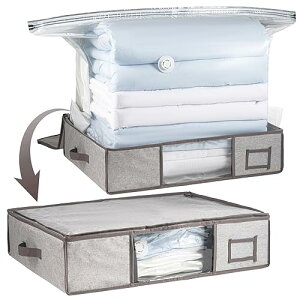 CLEVHOM 圧縮袋 圧縮ボックス 布団収納ケース 衣類圧縮 羽毛布団収納袋 ふとん 折りたたみ式 大きいボックス 一体型 ぬいぐるみ 季節転換 省スペース 繰り返す利用可能 掃除機対応 カビ ダニ