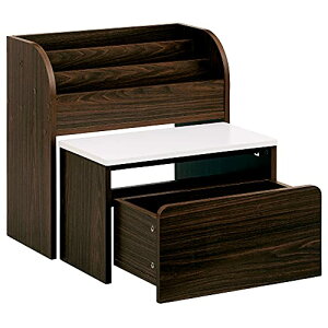 スマート・アイ(smart-i) 本棚 【 絵本 ラック 3点セット】 子供用 収納 ミニデスク付き スリム runit (ウォールナット/ホワイト)