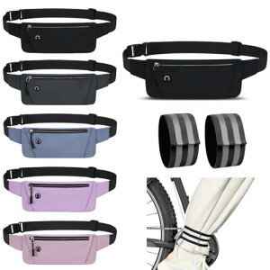 ランニングポーチ 揺れない 軽量 防水 防汗 裾止めバンド 自転車 反射バンド付き ウエストポーチ ベルトが調整可能 イヤホンホール付き 大容量 iPhone スマホ対応 おしゃれ 夜間活動