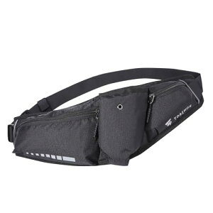 【TOREMON】ランニングポーチ ウエストポーチ ペットボトル 防水 揺れない 軽量 スマホ 反射 ボディバッグ ジョギング ウォーキング アウトドア (ブラック)