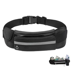 SZSL ランニング ポーチ 揺れない 軽量 大容量 防水 防汗 ウエストポーチ スマホ対応 夜間活動 ランニング ポーチ 薄型 おしゃれ メンズ レディース ブラック