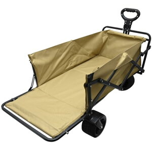 waku fimac 大型タイヤ アウトドアワゴン 100L 折りたたみ 耐荷重120kg 後ろ開き キャリーワゴン 大容量 カーキ