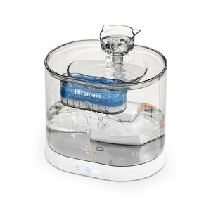 Hirameki 猫 自動給水器 水飲み器 2.2L 大型タンク 無線ウォーターポンプ 静音設計 磁感應供電 2つの給水モード乾湿分体式 定時&循環出水機能付き