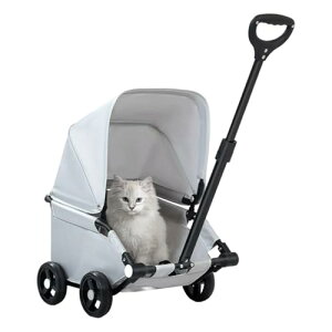 Loyimioo 犬 カート ペットカート 小型犬 犬用 猫用折たたみ可能 多頭の小型犬&猫汎用 ドッグ バギー 折りたたみ式 360度回転ハンドル 三段階サンシェード (グレー)