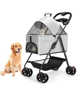 ペットカート 犬用ベビーカー 折り畳み式 犬用カート ペットキャリー ペットバギーミニ 分離型 4輪 前輪360° 回転 組み立て簡単 ワンタッチ 折りたたみ 小型犬から中型犬 猫に適しています