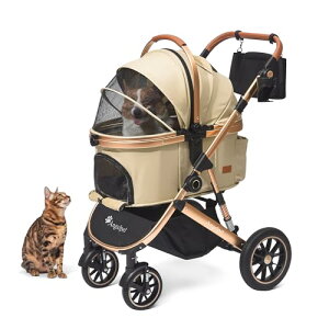 Angelpet ペットカート 分離型 犬用 バギー いぬ用 4輪 前輪360°回転 後輪ブレーキ付き 組み立て簡単 コンパクト 折りたたみ式 耐荷重25Kg 猫 小型犬多頭 中型犬 分離型ドッグカート カート用バ