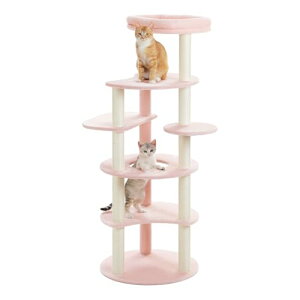 PETEPELA(ぺテぺラ) キャットタワー スリム 大型猫用 猫タワー 多頭飼い おしゃれ かわいい 桜の花 お花テーマ インテリア 据置 麻紐 爪とぎ おもちゃ コンパクト 省スペース 人気 運動不足解