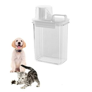 ペットフードストッカー 犬 猫餌 フード 貯蔵タンク 餌収納 計量カップ付き 防湿 乾燥 食品級PP材質 無毒無味 保存容器 密閉容器 透明ストッカー キャニスター 密閉 1800ml/個