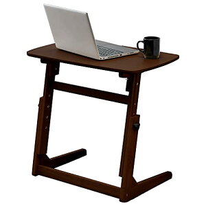 萩原(Hagihara) サイドテーブル ソファテーブル パソコンテーブル PCデスク 【4段階高さ調節】 勉強 在宅勤務 テレワーク 横揺れ軽減 幅65 ダークブラウン VT-7973DBR