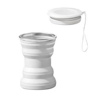 happykau 折り畳みコップ 蓋付き 320ml 折りたたみコップ 折りたたみカップ 大容量 多機能 耐熱 軽量 携帯 旅行 通勤 通学 (白)