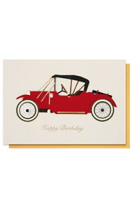 【 バースデー カード 車 男性 赤 】 リーフ ワーク カンパニー グリーティング 誕生日 大人向け ハンドメイド 手作り 封筒付き セット メッセージ お祝い プレゼント ギフト おしゃれ 金箔