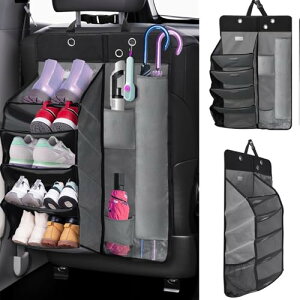 WAIZY自動車多機能靴棚 車 靴置き 車 かさたて 車用傘立て 車内用品 小物収納グッズ 下駄箱 多種の車種に適用 収納商品 車用収納ラック靴入れ 5階 (黒)