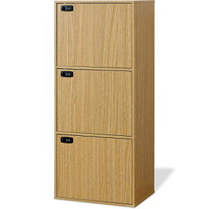 moca company Fi-Lock A4 ファイル収納 扉 3段 スリム ダイヤル 鍵付き カラーボックス ナチュラル