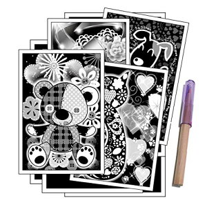 キッズとオトナ女子のための虹色ぬりえ【10枚セット】虹色色鉛筆で、白い部分をなぞって描くだけの簡単ぬりえ「ハガキサイズ10枚と虹色色鉛筆1本付」