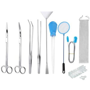 ZHHMl 水草トリミング 9点 セット ハサミ ピンセット サンドフラッター アクアリウム 熱帯魚水草セット , クリーナースポイト,アクアリウムブラシ,工具ホルダー